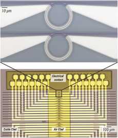 Optical microscope images of the buried heater devices