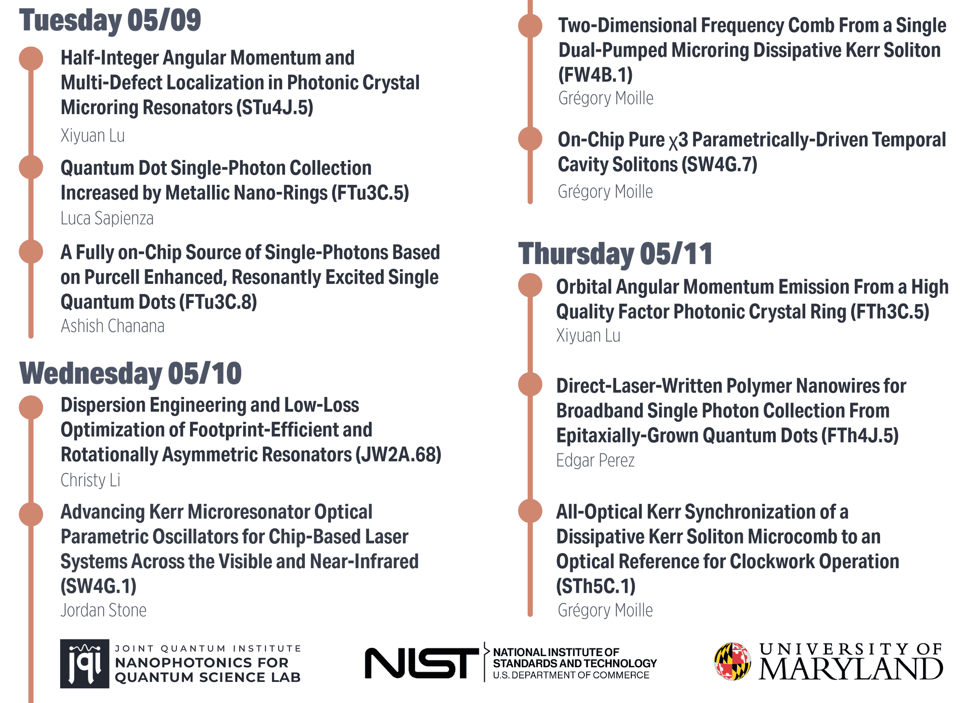 Schedule of CLEO talks